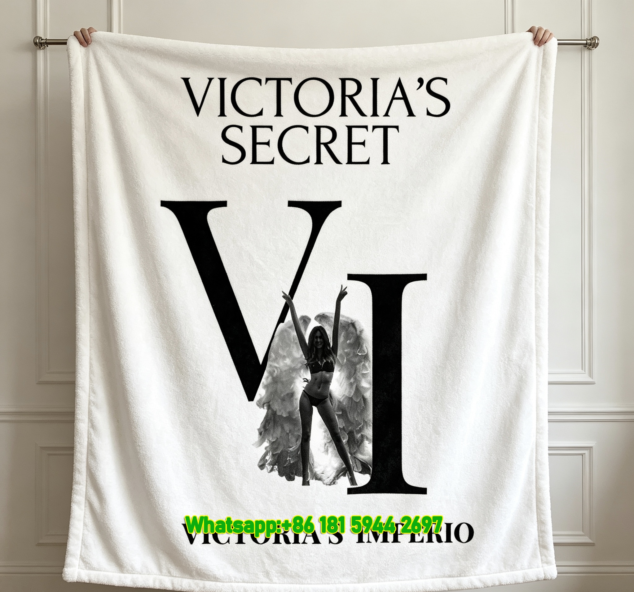 Victoria's Secret VS Logo Silhouette Flannel Fleece Throw Blanket V039